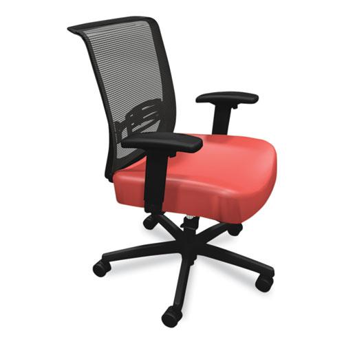 Convergence Mid-Back Task Chair, Synchro-Tilt and Seat Glide, Supports Up to 275 lb, Red Seat, Black Back/Base. Picture 3