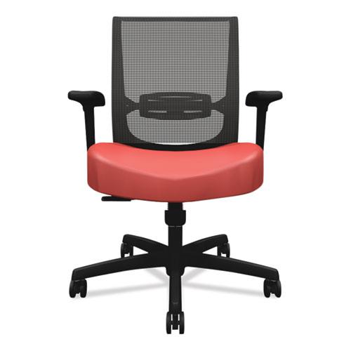 Convergence Mid-Back Task Chair, Swivel-Tilt, Supports Up to 275 lb, 16.5" to 21" Seat Height, Red Seat, Black Back/Base. Picture 2