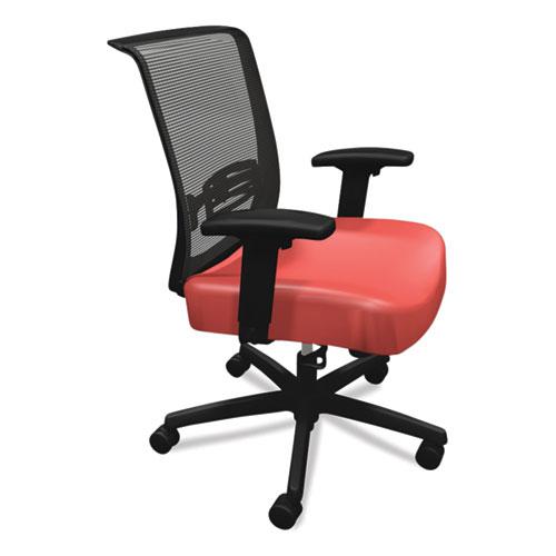 Convergence Mid-Back Task Chair, Swivel-Tilt, Supports Up to 275 lb, 16.5" to 21" Seat Height, Red Seat, Black Back/Base. Picture 3