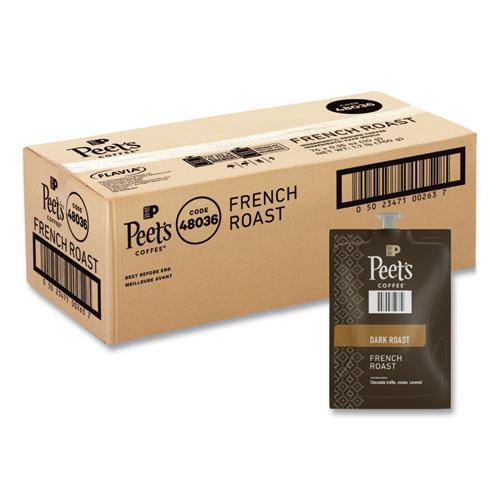 Peet's French Roast Coffee Freshpack, French Roast, 0.35 oz Pouch, 76/Carton. Picture 1