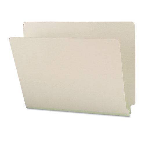 Extra-Heavy Recycled Pressboard End Tab Folders, Straight Tabs, Letter Size, 1" Expansion, Gray-Green, 25/Box. Picture 2
