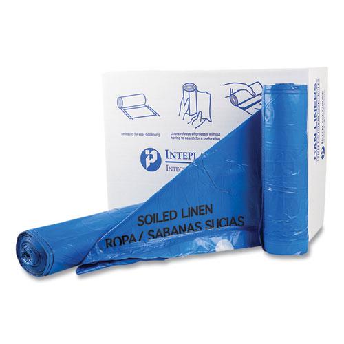 Draw-Tuff Institutional Draw-Tape Can Liners, 30 gal, 1 mil, 30.5" x 40", Blue, 25 Bags/Roll, 8 Rolls/Carton. Picture 1