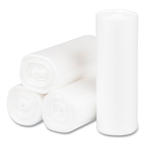 High-Density Commercial Can Liners, 4 gal, 6 mic, 17" x 18", Clear, 50 Bags/Roll, 40 Perforated Rolls/Carton. Picture 2
