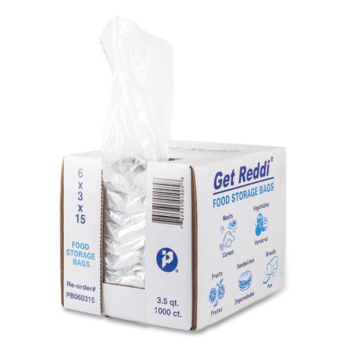 Food Bags, 3.5 qt, 0.68 mil, 6" x 15", Clear, 1,000/Carton. Picture 1