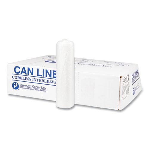 High-Density Commercial Can Liners, 10 gal, 8 mic, 24" x 24", Natural, 50 Bags/Roll, 20 Interleaved Rolls/Carton. Picture 1