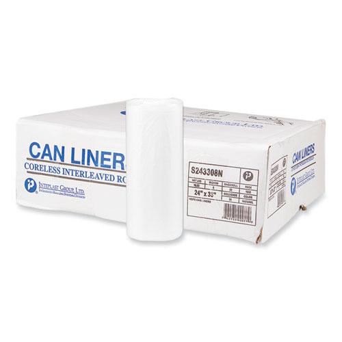 High-Density Commercial Can Liners, 16 gal, 8 mic, 24" x 33", Natural, 50 Bags/Roll, 20 Interleaved Rolls/Carton. Picture 1