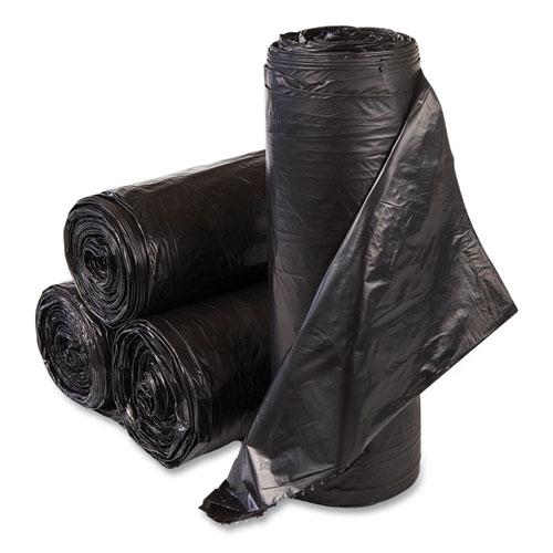 High-Density Commercial Can Liners, 33 gal, 22 mic, 33" x 40", Black, 25 Bags/Roll, 10 Interleaved Rolls/Carton. Picture 1