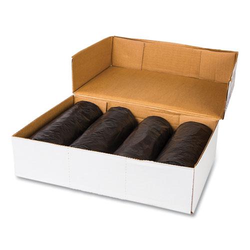 High-Density Commercial Can Liners, 33 gal, 22 mic, 33" x 40", Black, 25 Bags/Roll, 10 Interleaved Rolls/Carton. Picture 2
