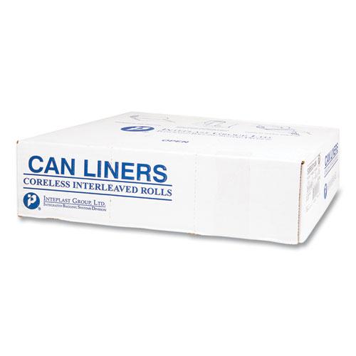 High-Density Commercial Can Liners, 55 gal, 14 mic, 36" x 60", Clear, 25 Bags/Roll, 8 Interleaved Rolls/Carton. Picture 3