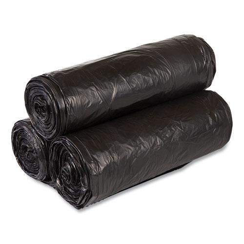 High-Density Commercial Can Liners, 55 gal, 22.1 mic, 36" x 60", Black, 25 Bags/Roll, 6 Interleaved Rolls/Carton. Picture 3