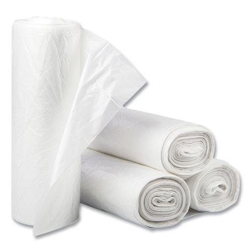 High-Density Commercial Can Liners, 60 gal, 14 mic, 38" x 60", Clear, 25 Bags/Roll, 8 Interleaved Rolls/Carton. Picture 2