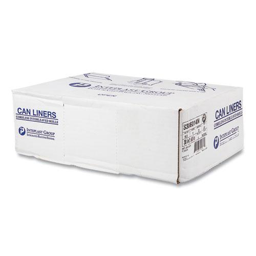 High-Density Commercial Can Liners, 60 gal, 14 mic, 38" x 60", Clear, 25 Bags/Roll, 8 Interleaved Rolls/Carton. Picture 3