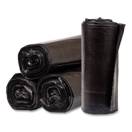 High-Density Commercial Can Liners, 60 gal, 17 mic, 38" x 60", Black, 25 Bags/Roll, 8 Interleaved Rolls/Carton. Picture 2