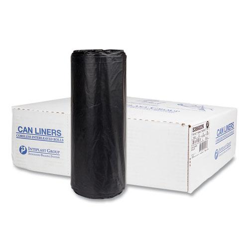 High-Density Commercial Can Liners, 60 gal, 22 mic, 38" x 60", Black, 25 Bags/Roll, 6 Interleaved Rolls/Carton. Picture 1
