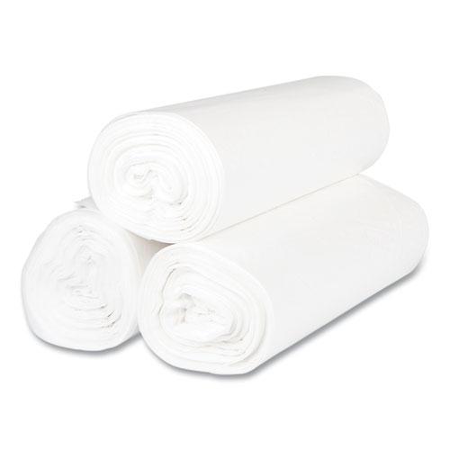 High-Density Commercial Can Liners, 45 gal, 12 mic, 40" x 48", Clear, 25 Bags/Roll, 10 Interleaved Rolls/Carton. Picture 4