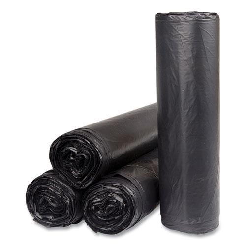 High-Density Commercial Can Liners, 45 gal, 16 mic, 40" x 48", Black, 25 Bags/Roll, 10 Interleaved Rolls/Carton. Picture 2