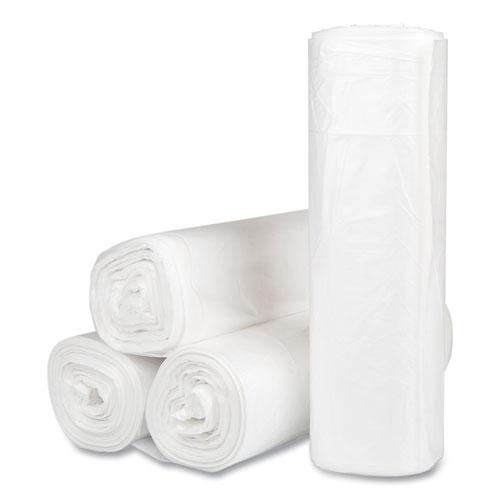 High-Density Commercial Can Liners, 45 gal, 16 mic, 40" x 48", Clear, 25 Bags/Roll, 10 Interleaved Rolls/Carton. Picture 2