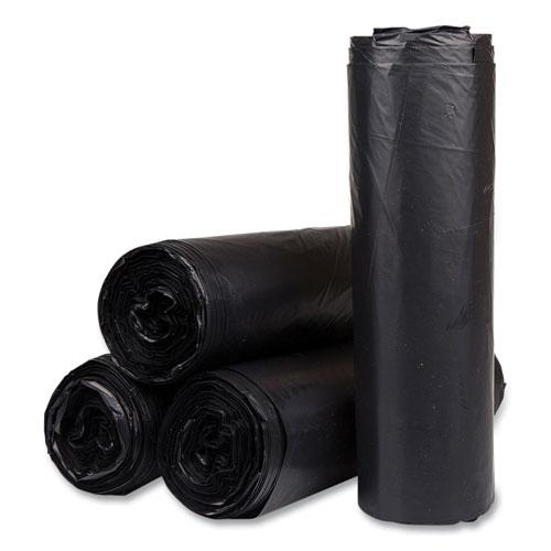 High-Density Commercial Can Liners, 45 gal, 22 mic, 40" x 48", Black, 25 Bags/Roll, 6 Interleaved Rolls/Carton. Picture 2