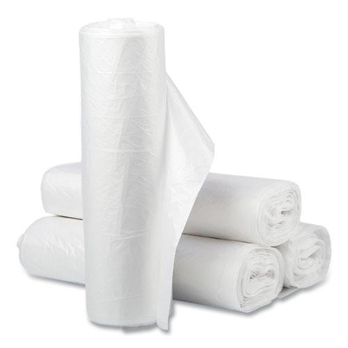 High-Density Commercial Can Liners Value Pack, 60 gal, 12 mic, 38" x 58", Clear, 25 Bags/Roll, 8 Interleaved Rolls/Carton. Picture 2