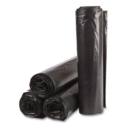 High-Density Commercial Can Liners Value Pack, 45 gal, 19 mic, 40" x 46", Black, 25 Bags/Roll, 6 Interleaved Rolls/Carton. Picture 1