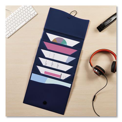 Slide and View Expanding File, 6 Sections, Hook/Loop Closure, Letter Size, Navy Blue. Picture 3