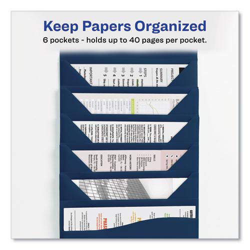 Slide and View Expanding File, 6 Sections, Hook/Loop Closure, Letter Size, Navy Blue. Picture 5