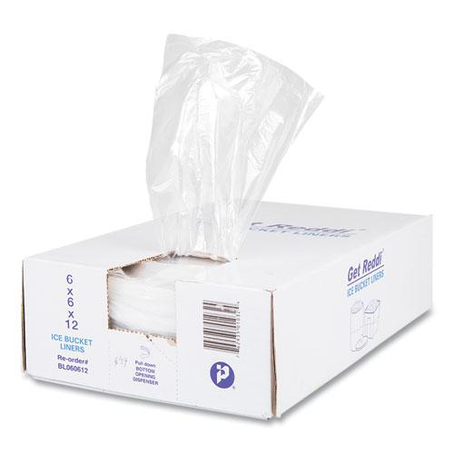 Ice Bucket Liner Bags, 3 qt, 0.5 mil, 6" x 12", Clear, 1,000/Carton. Picture 1