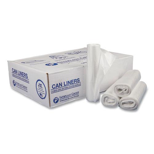 Draw-Tuff Institutional Draw-Tape Can Liners, 12 gal, 0.7 mil, 28" x 24", White, 25 Bags/Roll, 12 Rolls/Carton. Picture 1