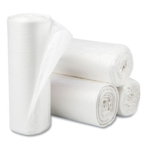High-Density Commercial Can Liners, 10 gal, 5 mic, 24" x 24", Natural, 50 Bags/Roll, 20 Perforated Rolls/Carton. Picture 1