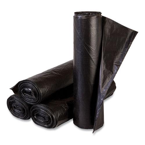 High-Density Commercial Can Liners, 10 gal, 6 mic, 24" x 24", Black, 50 Bags/Roll, 20 Perforated Rolls/Carton. Picture 1