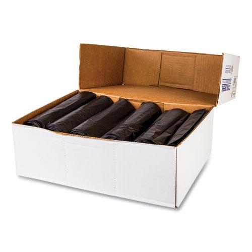 High-Density Commercial Can Liners, 10 gal, 6 mic, 24" x 24", Black, 50 Bags/Roll, 20 Perforated Rolls/Carton. Picture 2