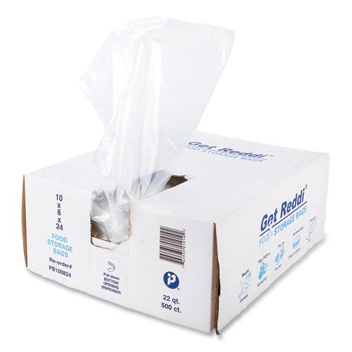 Food Bags, 22 qt, 1 mil, 10" x 24", Clear, 500/Carton. Picture 1