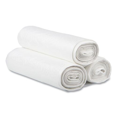 High-Density Commercial Can Liners, 30 gal, 13 mic, 30" x 37", Clear, 25 Bags/Roll, 20 Interleaved Rolls/Carton. Picture 4