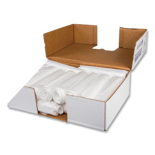 Low-Density Commercial Can Liners, Coreless Interleaved Roll, 16 gal, 0.5mil, 24" x 32", White, 50 Bags/Roll, 10 Rolls/Carton. Picture 2