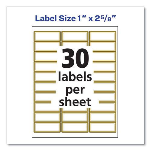 White Easy Peel Mailing Labels with Metallic Border, Inkjet/Laser Printers, 1 x 2.63, White, 30/Sheet, 10 Sheets/Pack. Picture 8