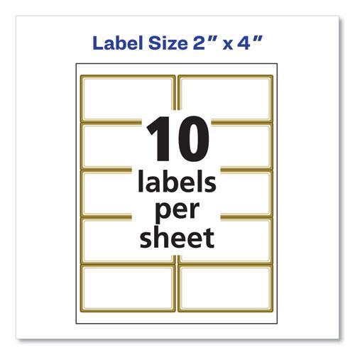 White Easy Peel Mailing Labels with Metallic Border, Inkjet/Laser Printers, 2 x 4, White, 10/Sheet, 10 Sheets/Pack. Picture 9