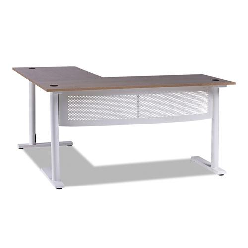 L-Shaped Writing Desk, 59.05" x 59.05" x 29.53", Beigewood/White. Picture 1