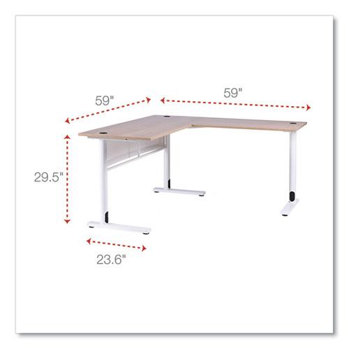 L-Shaped Writing Desk, 59.05" x 59.05" x 29.53", Beigewood/White. Picture 2