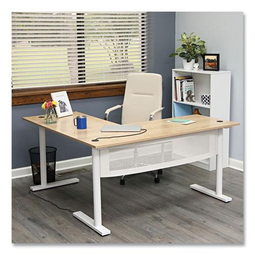 L-Shaped Writing Desk, 59.05" x 59.05" x 29.53", Beigewood/White. Picture 3