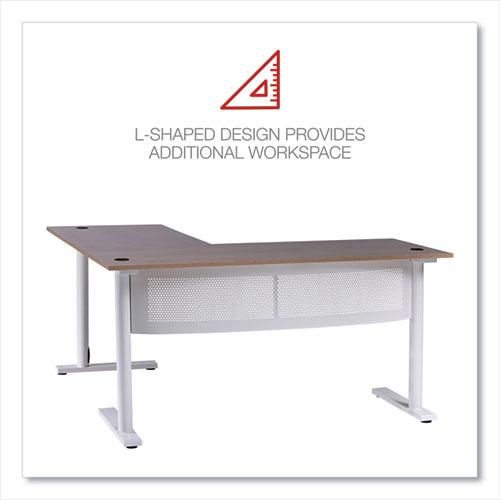 L-Shaped Writing Desk, 59.05" x 59.05" x 29.53", Beigewood/White. Picture 4
