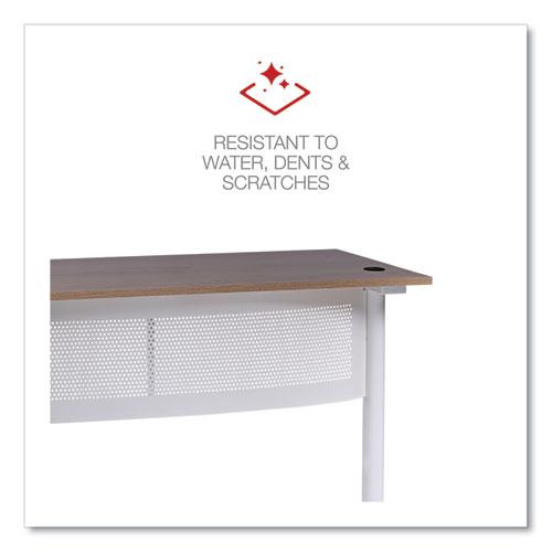 L-Shaped Writing Desk, 59.05" x 59.05" x 29.53", Beigewood/White. Picture 5
