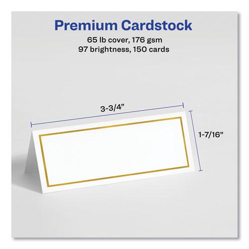 Tent Cards, White/Gold, 3.75" x 1.44", 6 Cards/Sheet, 25 Sheets/Pack. Picture 5