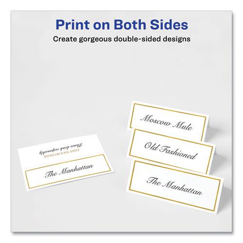 Tent Cards, White/Gold, 3.75" x 1.44", 6 Cards/Sheet, 25 Sheets/Pack. Picture 7