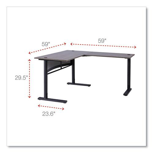 L-Shaped Writing Desk, 59.05" x 59.05" x 29.53", Gray/Black. Picture 2