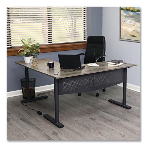 L-Shaped Writing Desk, 59.05" x 59.05" x 29.53", Gray/Black. Picture 3
