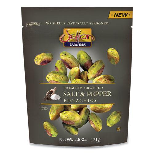 Salt and Pepper Pistachios, 2.5 oz Bag, 8/Carton. Picture 1