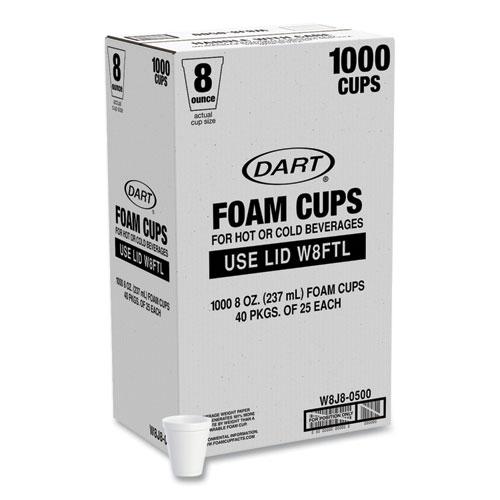 Foam Drink Cups, 8 oz, White, 25/Bag, 40 Bags/Carton. Picture 2