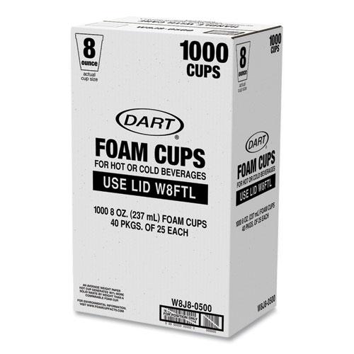 Foam Drink Cups, 8 oz, White, 25/Bag, 40 Bags/Carton. Picture 3