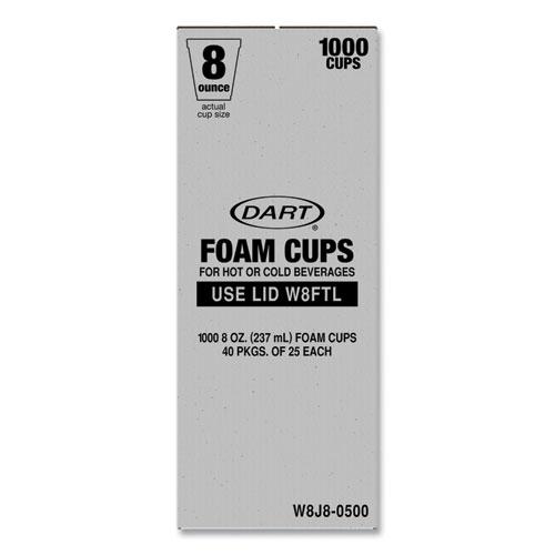 Foam Drink Cups, 8 oz, White, 25/Bag, 40 Bags/Carton. Picture 4