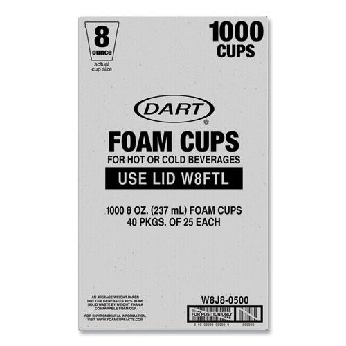 Foam Drink Cups, 8 oz, White, 25/Bag, 40 Bags/Carton. Picture 5